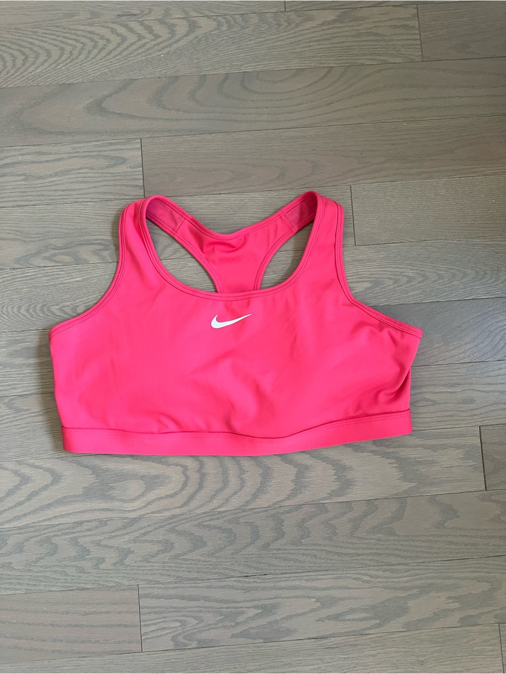 Nike Hot Pink Racerback Sports Bra with White Swoosh